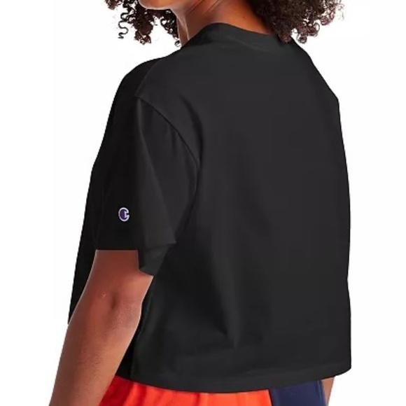 Champion Short-Sleeve T-Shirt, Script Logo, Black, Cropped, Relaxed/Boxy 2XL NWT - Picture 2 of 14